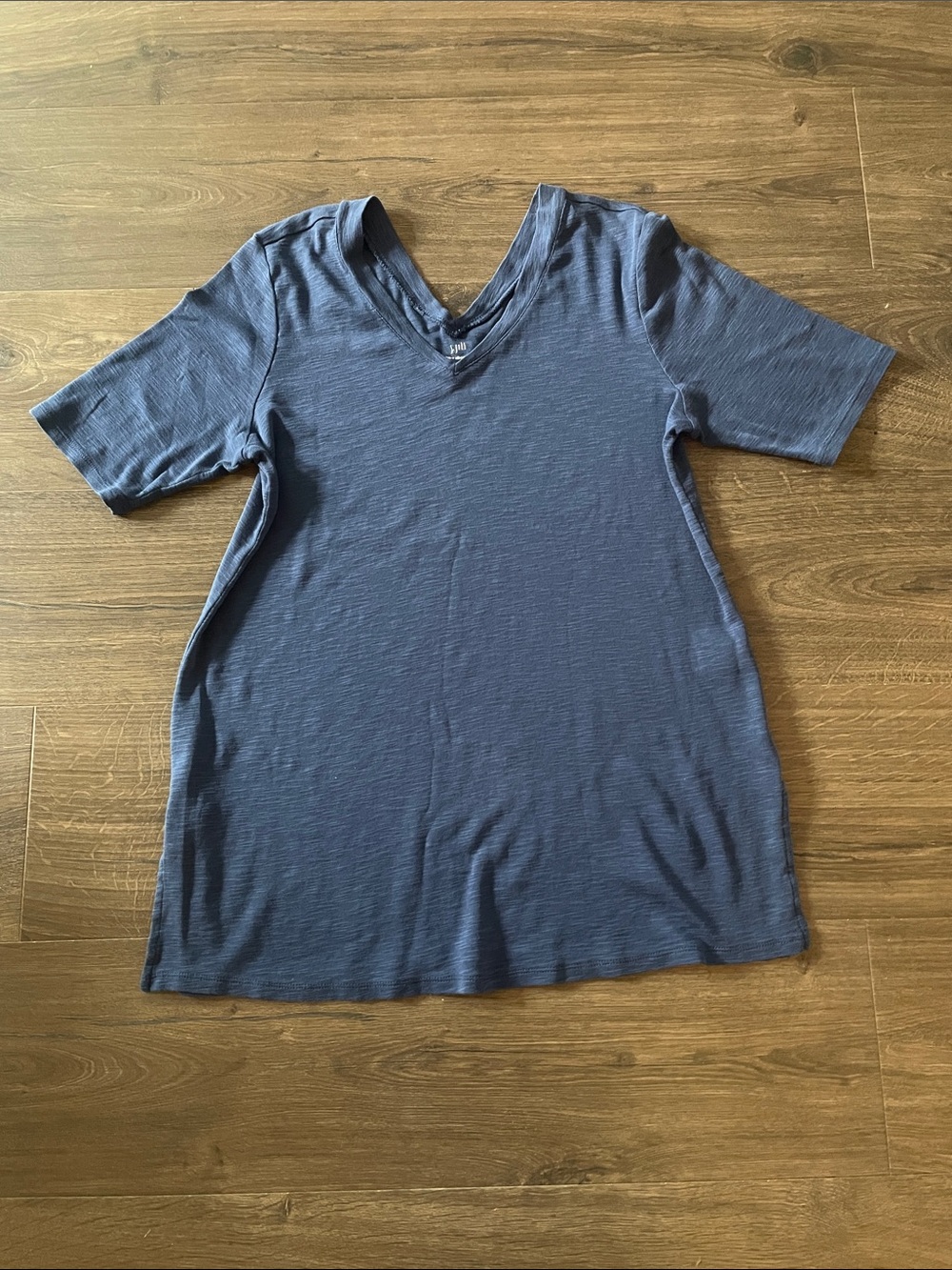J.Jill Blue Double-V Elbow Sleeve Tunic, 100% Pima Cotton, Size Small